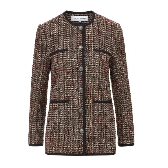 NEW Veronica Beard Watkins Dickey Tweed Collarless Jacket Grey Multi | size 2 - Picture 6 of 15